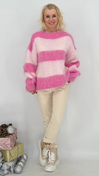 Pullover "Stripe", braun, beige , rosa