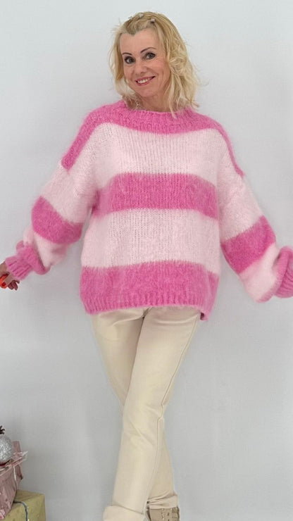 Pullover "Stripe", braun, beige , rosa