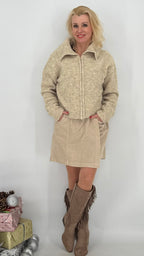 Kurze Cord Rock/Hose, beige