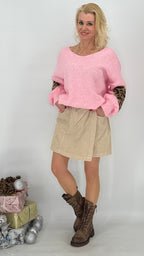 Kurze Cord Rock/Hose, beige