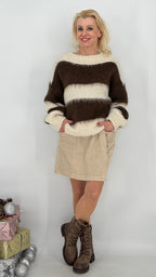 Kurze Cord Rock/Hose, beige