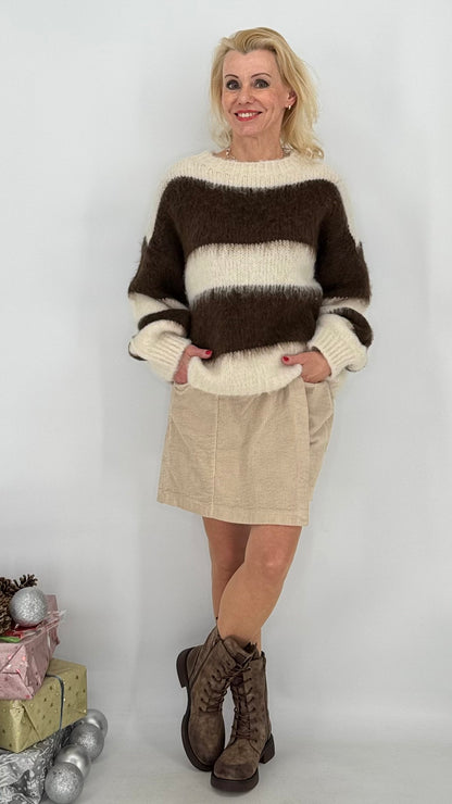 Kurze Cord Rock/Hose, beige