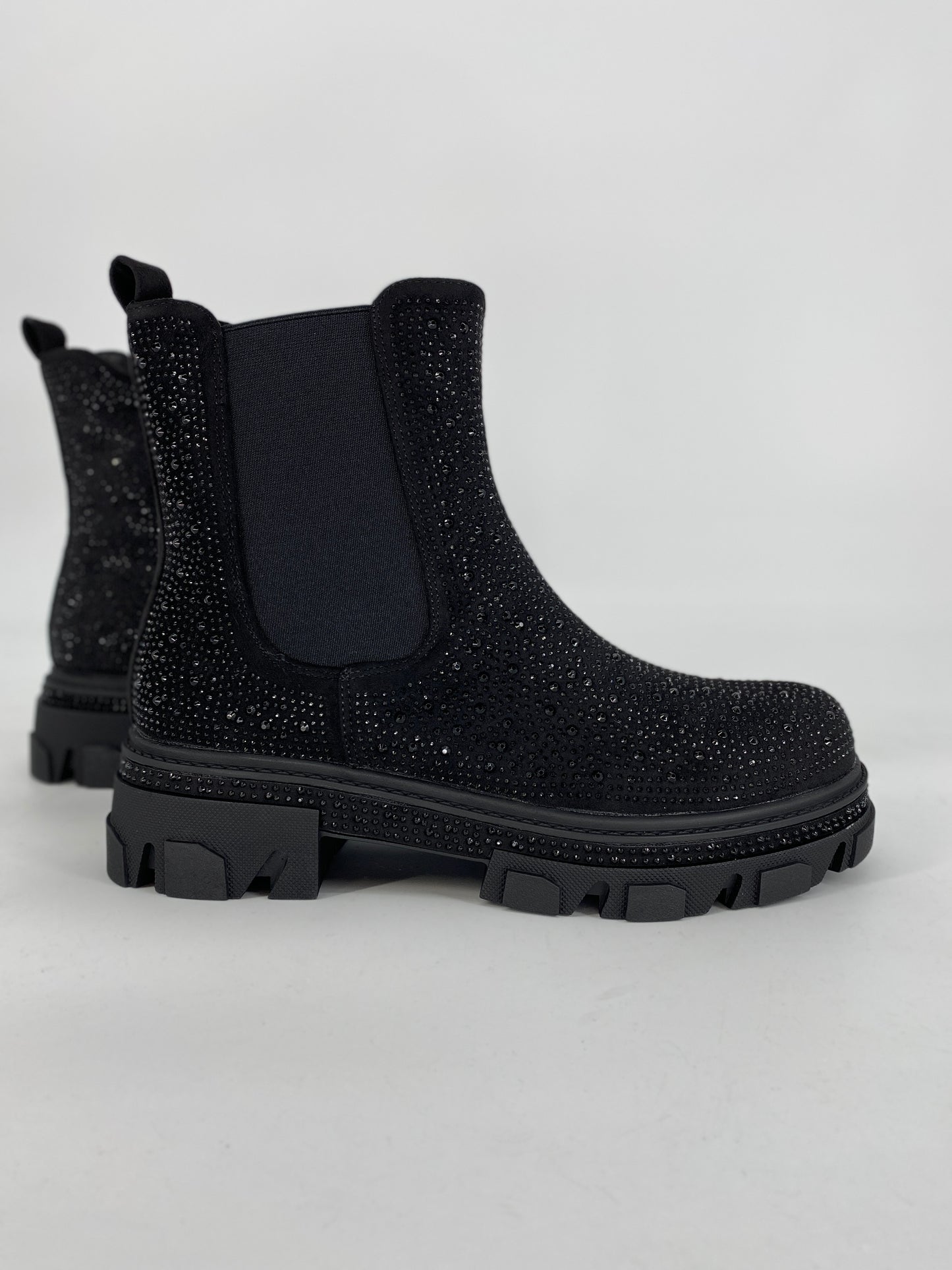 Boots mit strasssteinen schwarz A-915A