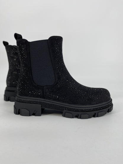 Boots mit strasssteinen schwarz A-915A