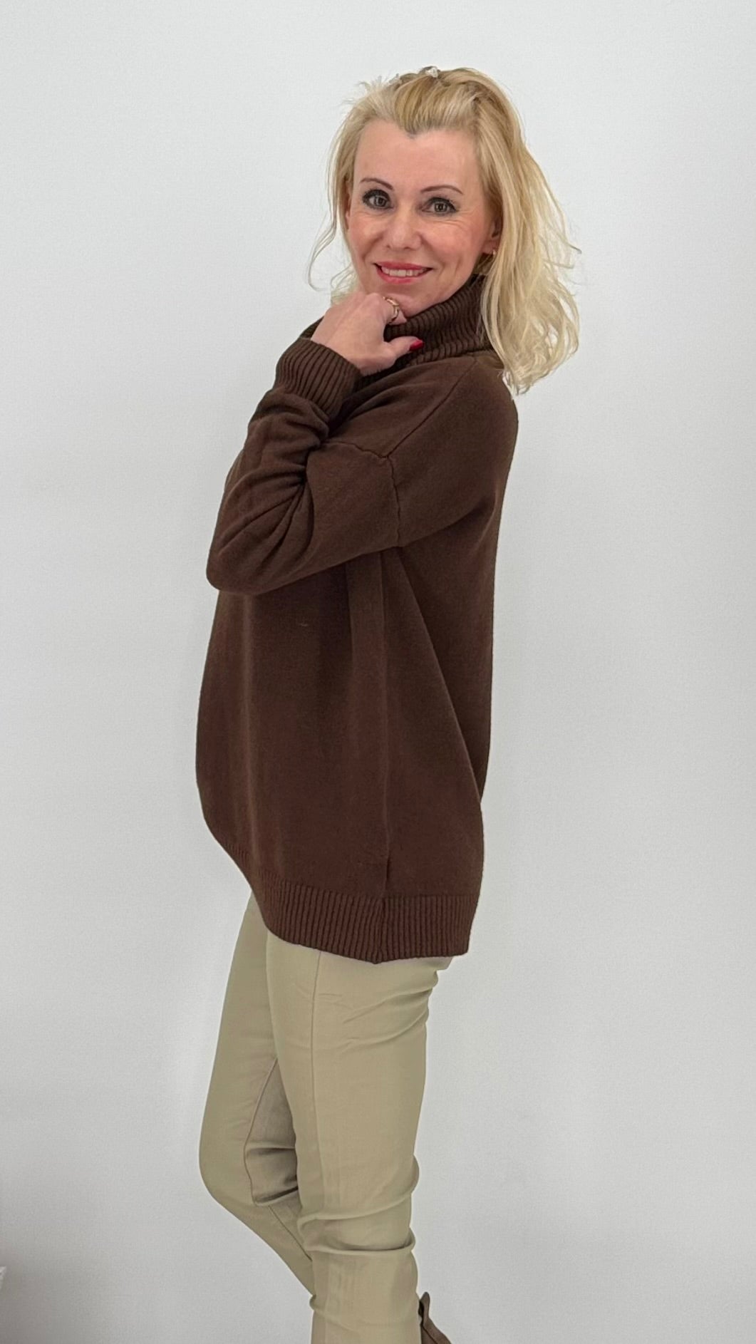 Strickpullover "LV", braun, pink, beige