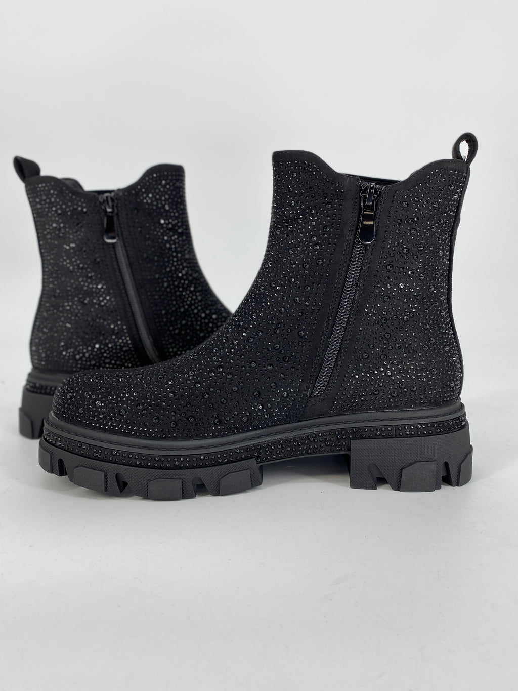 Boots mit strasssteinen schwarz A-915A