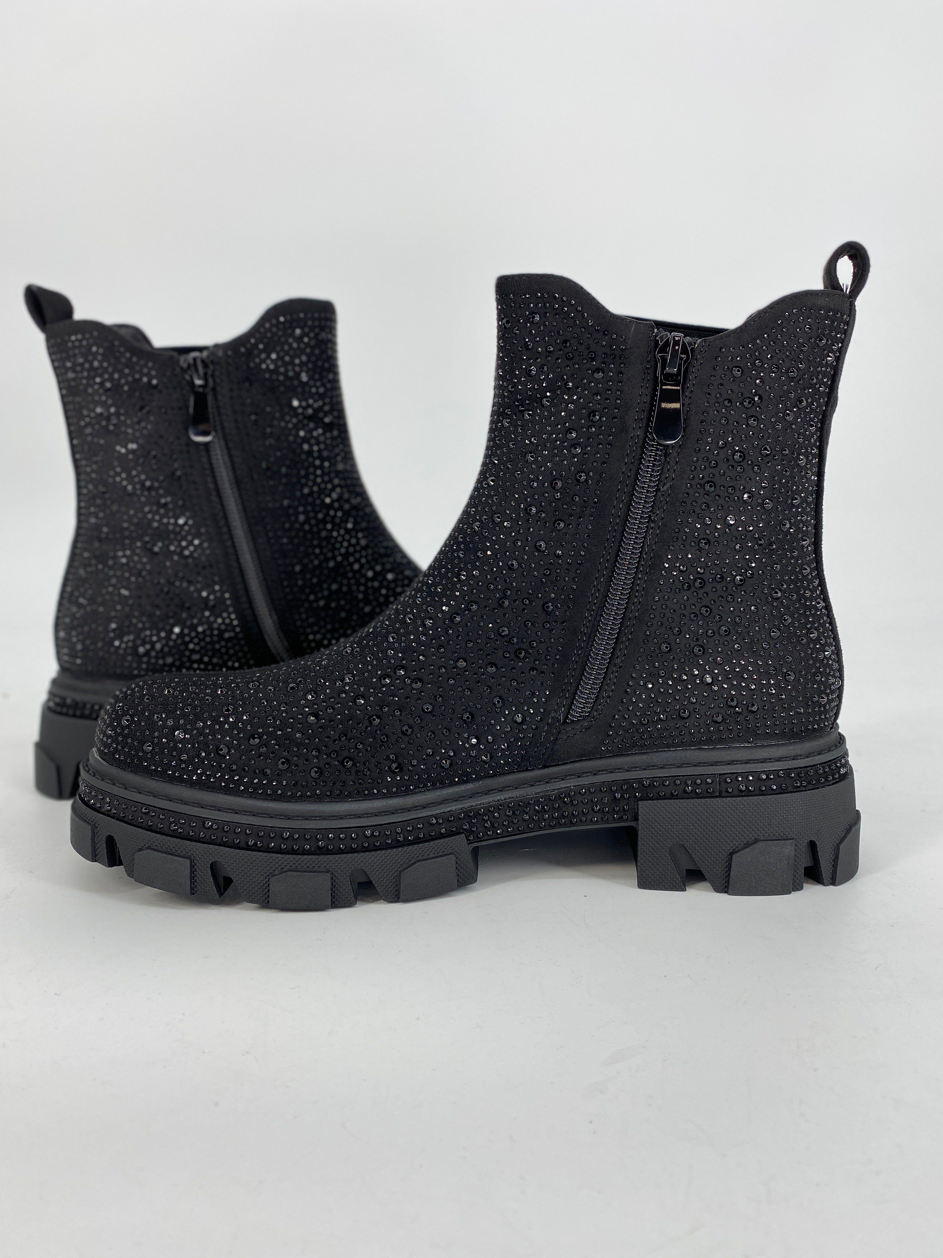 Boots mit strasssteinen schwarz A-915A