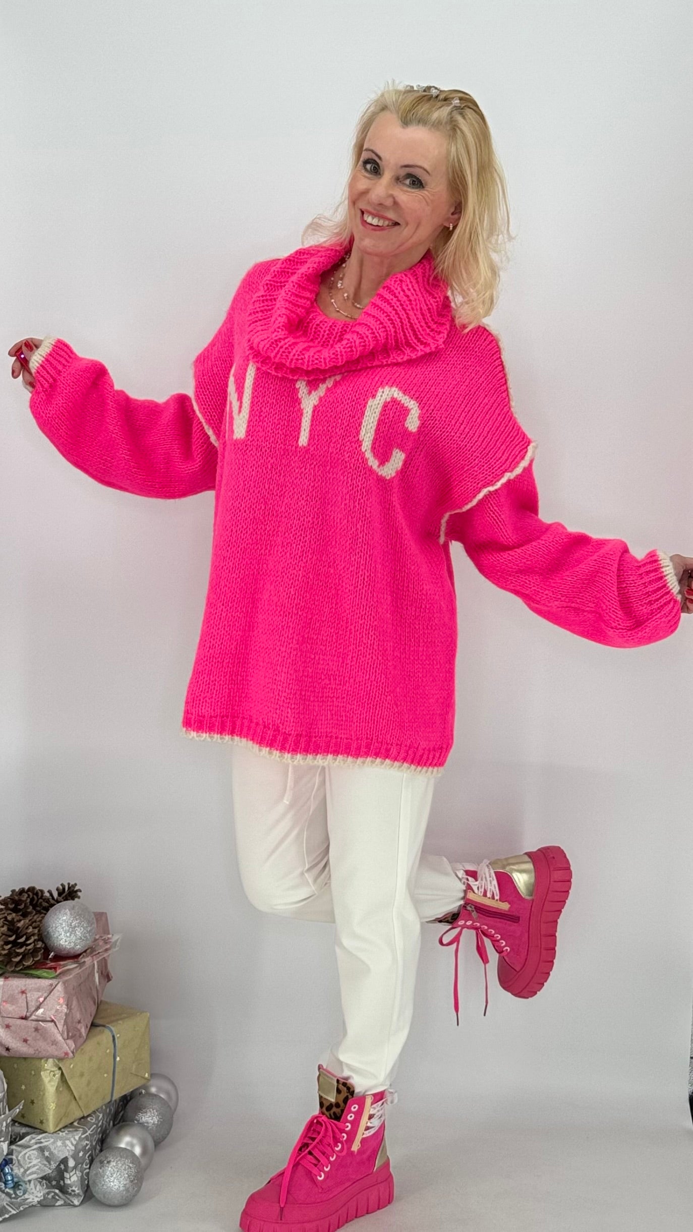 Pullover "NYC", pink,orange