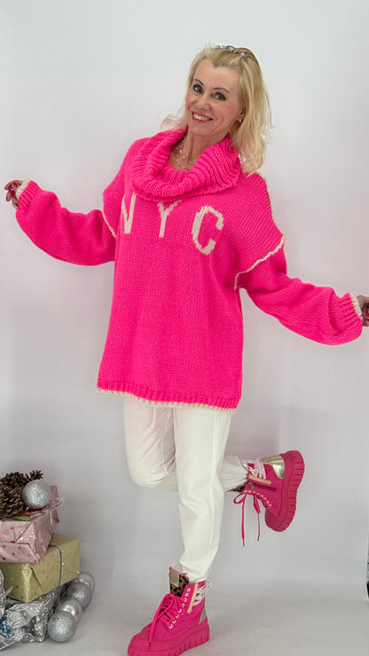 Pullover "NYC", pink,orange