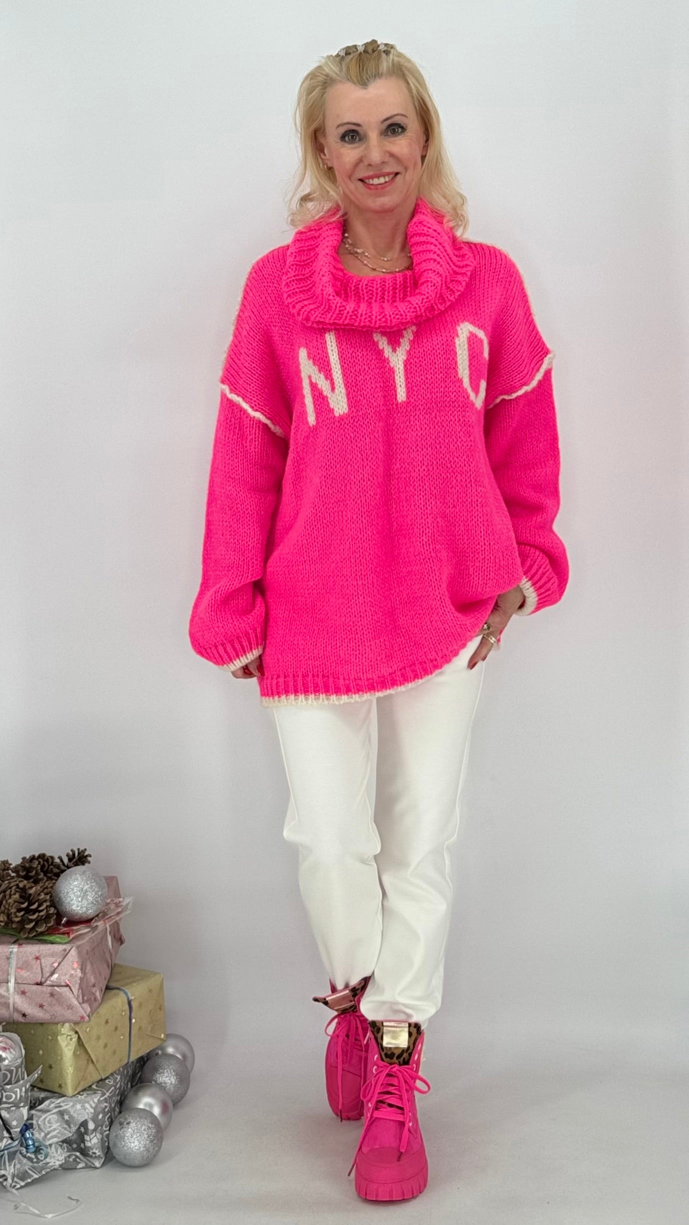 Pullover "NYC", pink,orange