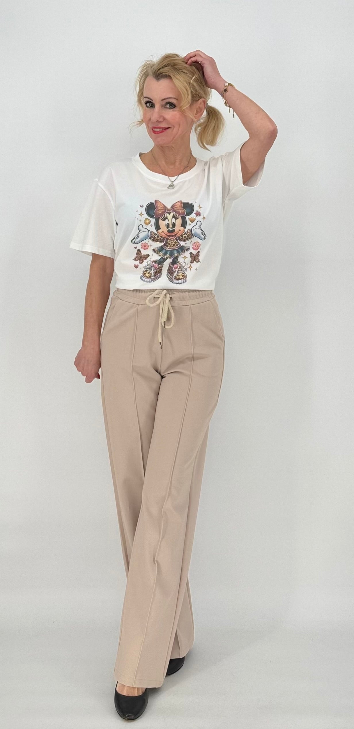 ESViViD Hose mit genähter Bügelfalte in beige