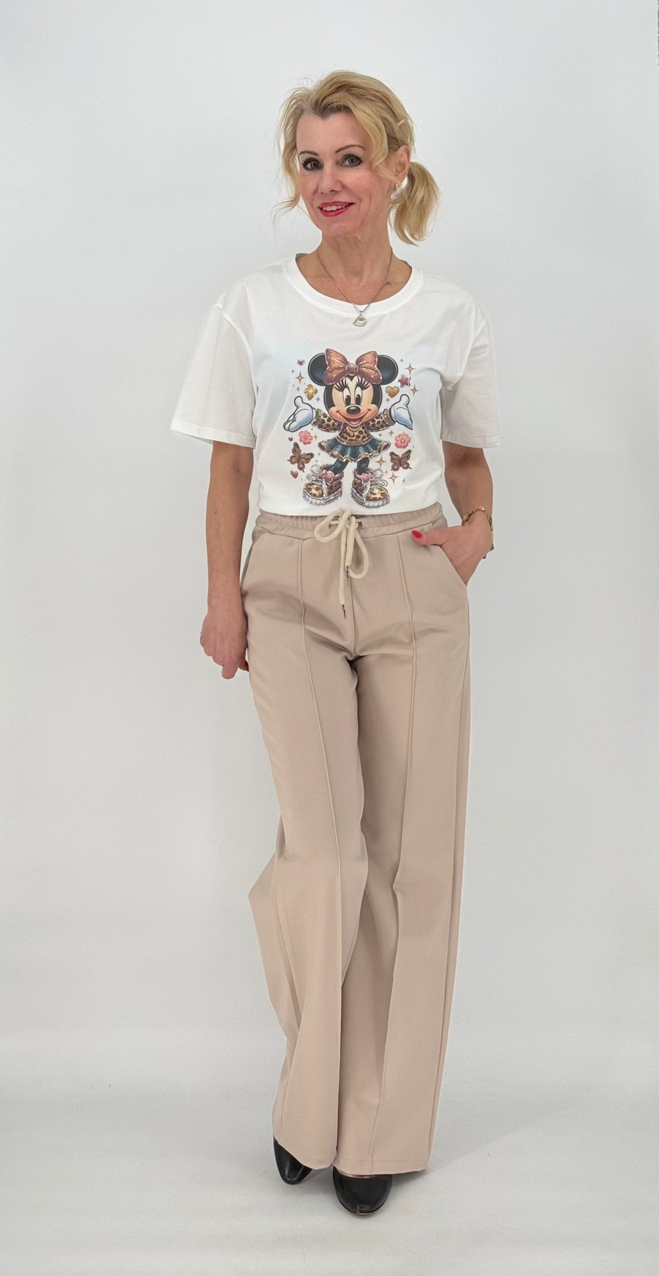 ESViViD Hose mit genähter Bügelfalte in beige