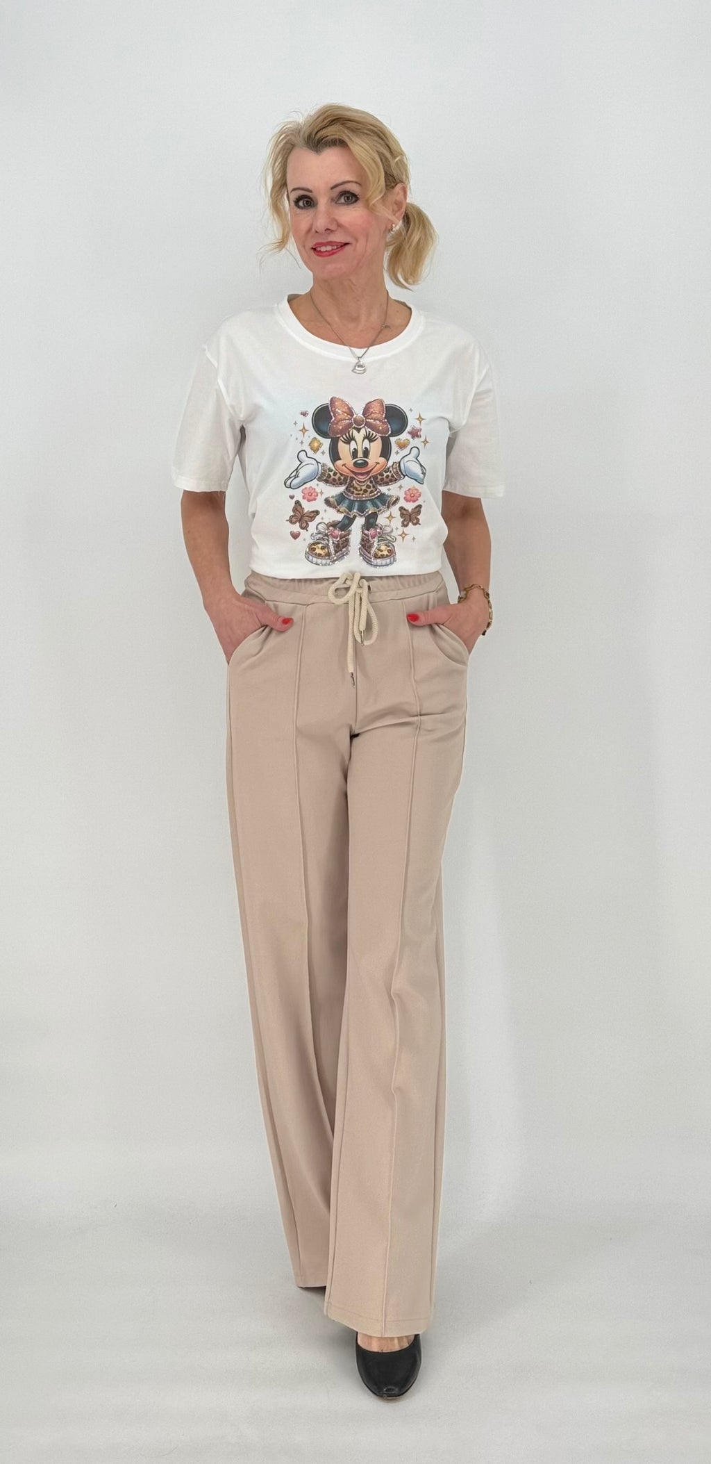 ESViViD Hose mit genähter Bügelfalte in beige