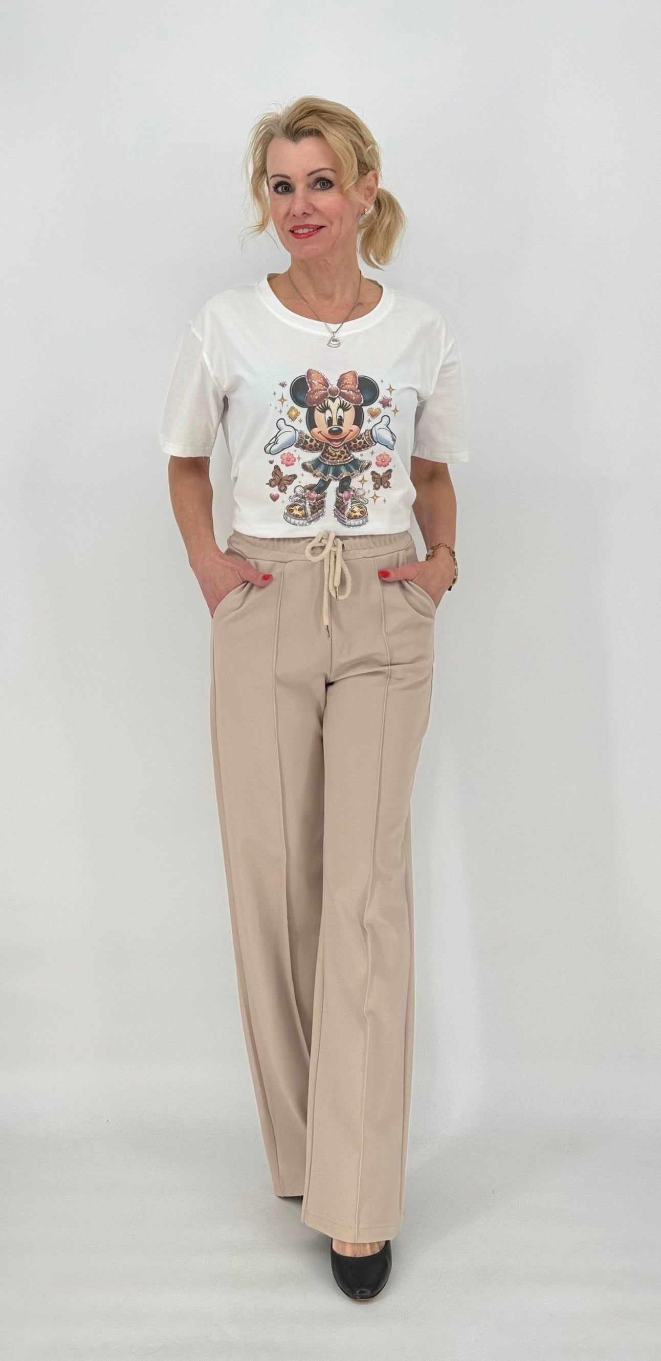 ESViViD Hose mit genähter Bügelfalte in beige