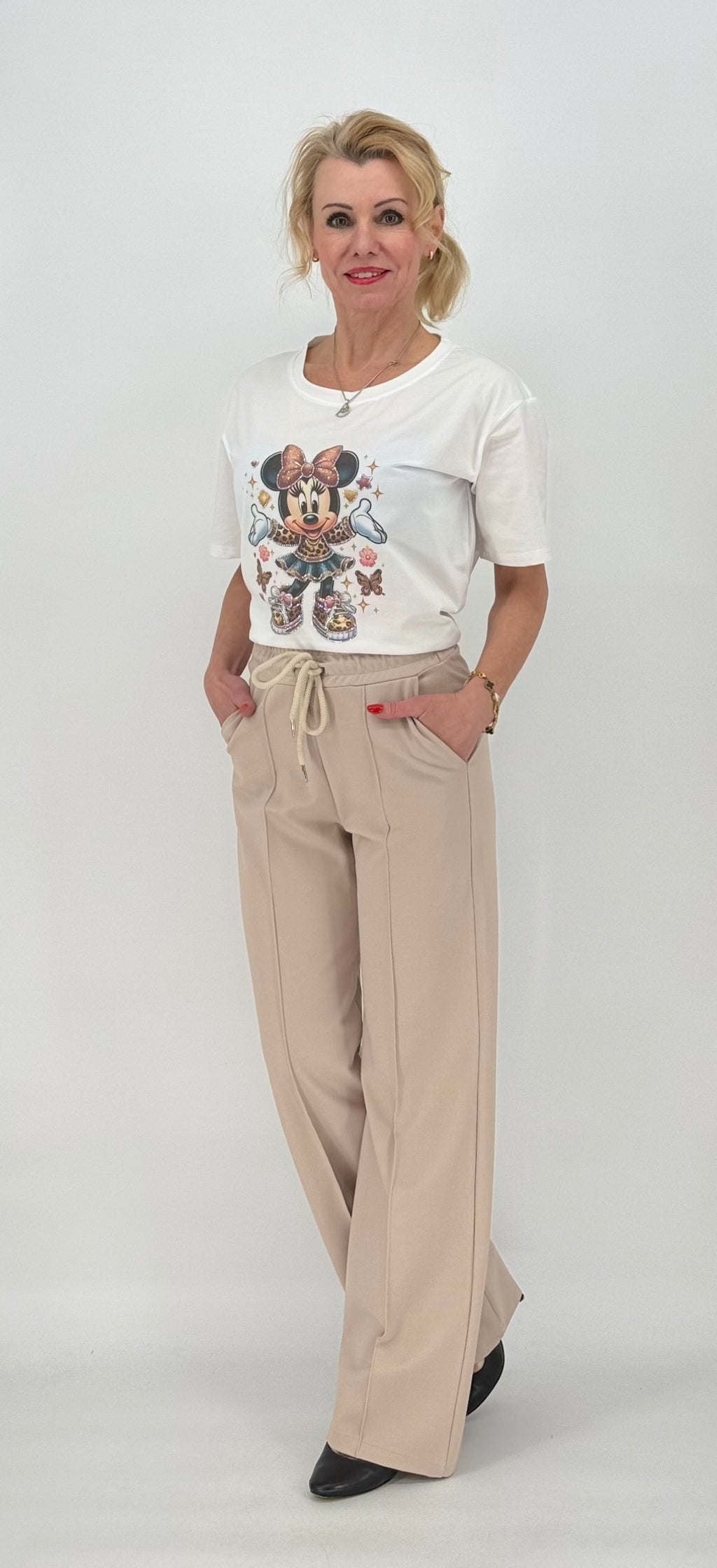 ESViViD Hose mit genähter Bügelfalte in beige