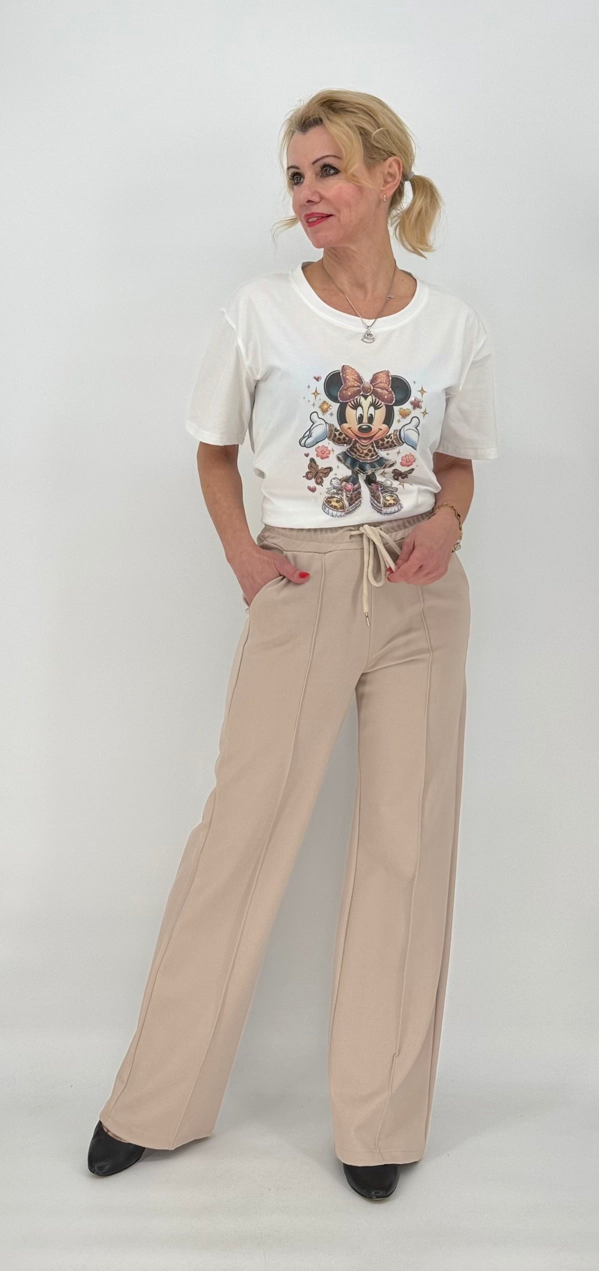 ESViViD Hose mit genähter Bügelfalte in beige