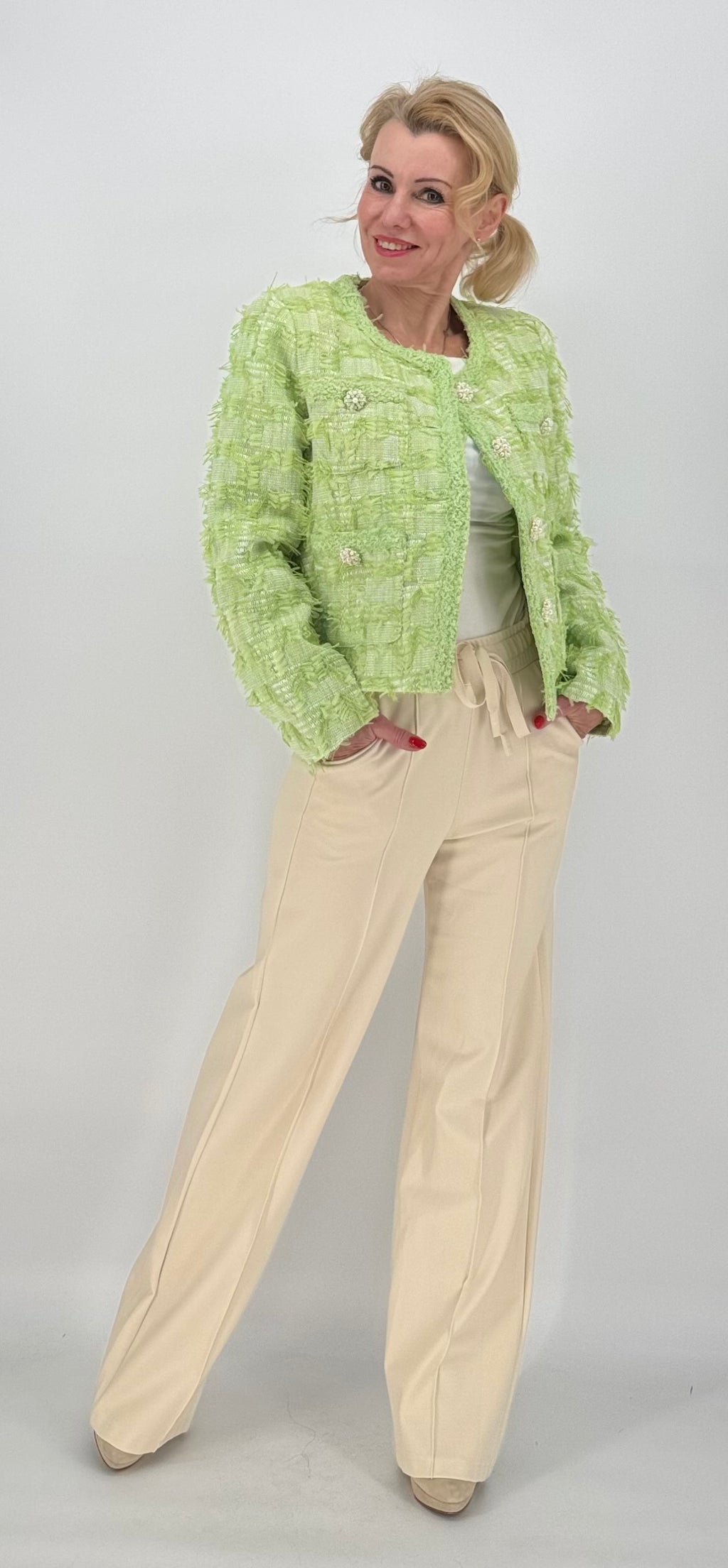 ESViViD Hose mit genähter Bügelfalte in creme