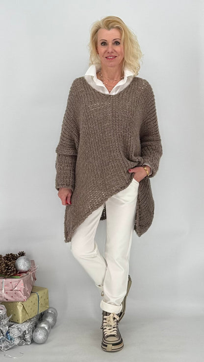 Pullover grobstrick orange, braun