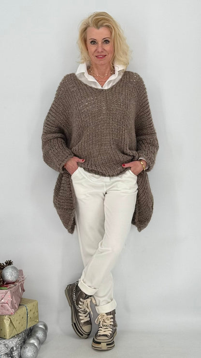 Pullover grobstrick orange, braun