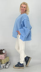 Sweatshirt, rosa, blau, grün