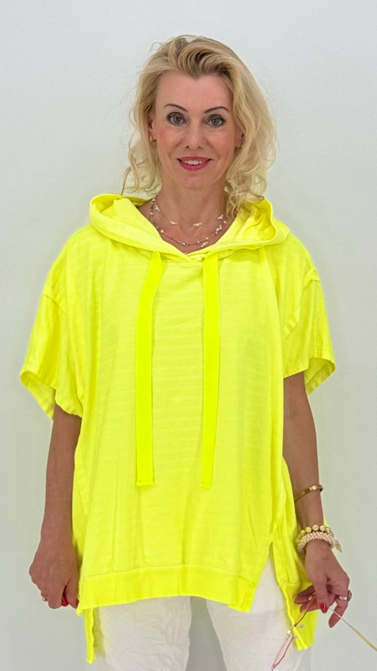 ESViViD Shirt gestreift mit Kapuze Neongelb