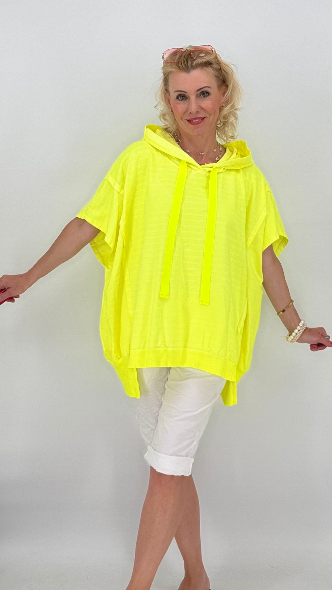 ESViViD Shirt gestreift mit Kapuze Neongelb