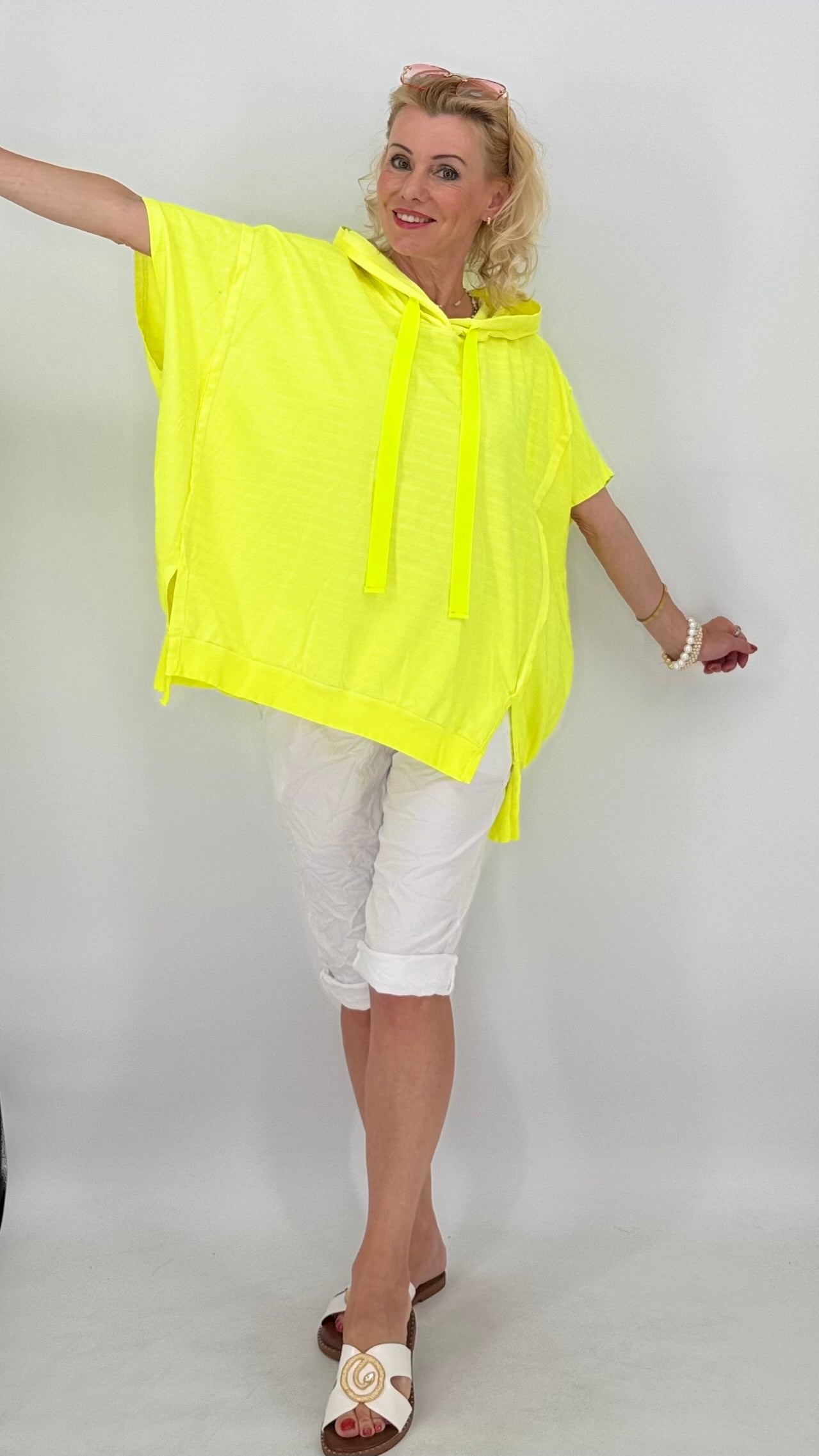 ESViViD Shirt gestreift mit Kapuze Neongelb