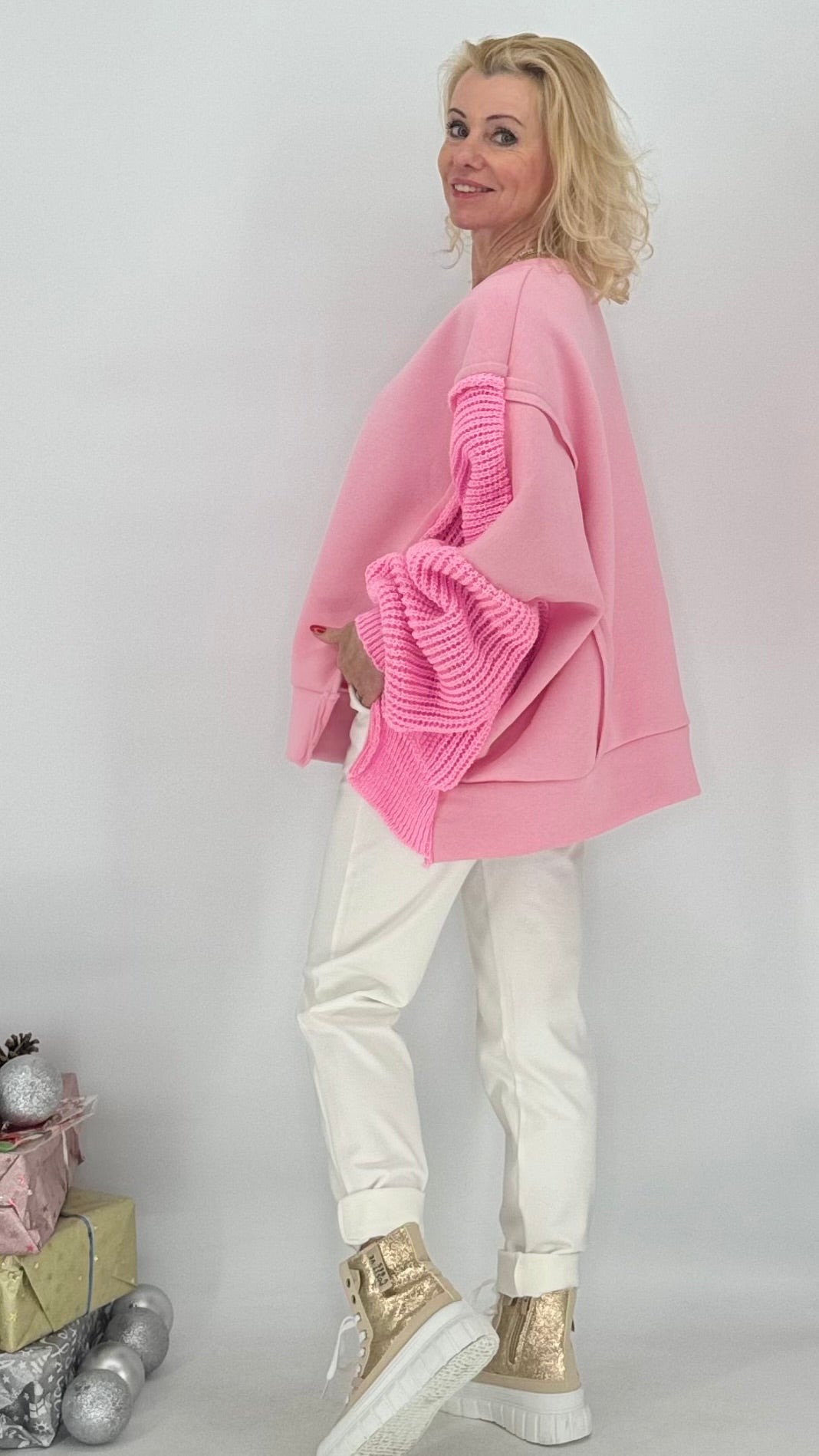 Sweatshirt, rosa, blau, grün