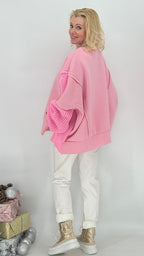 Sweatshirt, rosa, blau, grün