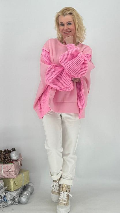 Sweatshirt, rosa, blau, grün