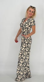 Jumpsuit, beige/schwarz