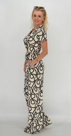 Jumpsuit, beige/schwarz