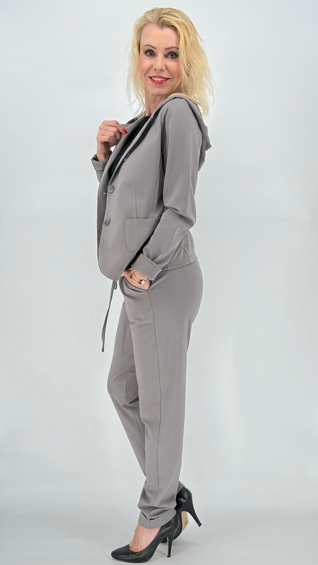 ESViViD Blazer mit Kapuze grau