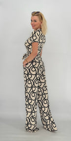 Jumpsuit, beige/schwarz