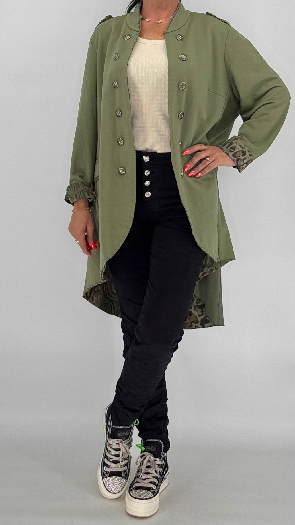 Military-Mantel "Button" – Khaki Grün