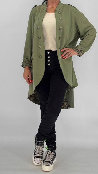 Military-Mantel "Button" – Khaki Grün