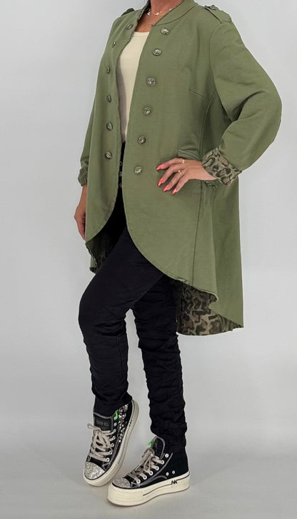 Military-Mantel "Button" – Khaki Grün