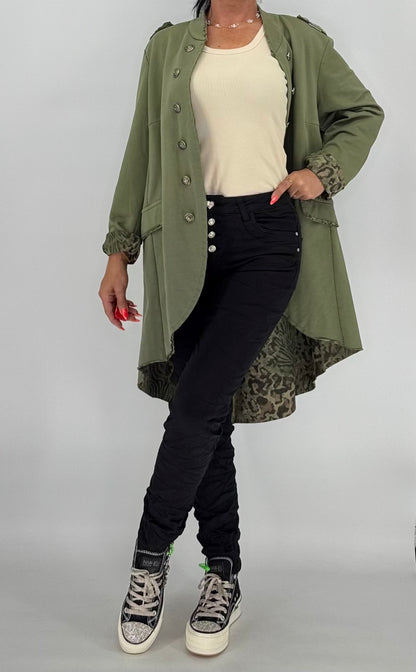 Military-Mantel "Button" – Khaki Grün