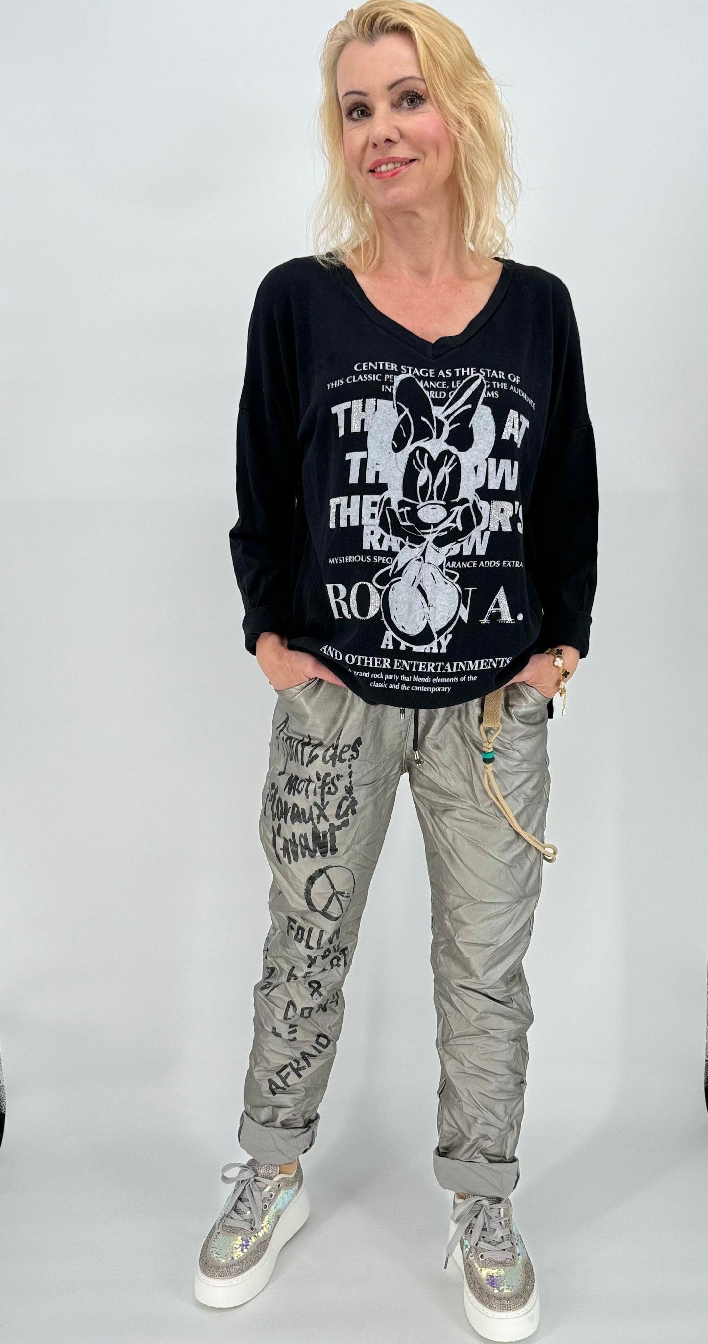 Shirt mit Muster "Minnie" schwarz