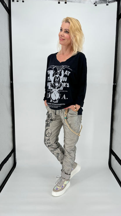 Shirt mit Muster "Minnie" schwarz