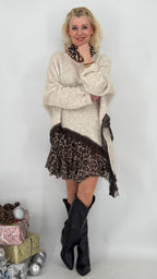 Pullover mit Asymmetrischer Saum, creme, braun