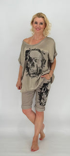 Kurze Hose "Skull", taupe