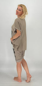 Kurze Hose "Skull", taupe