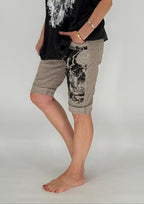 Kurze Hose "Skull", taupe
