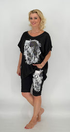 Kurze Hose "Skull", schwarz