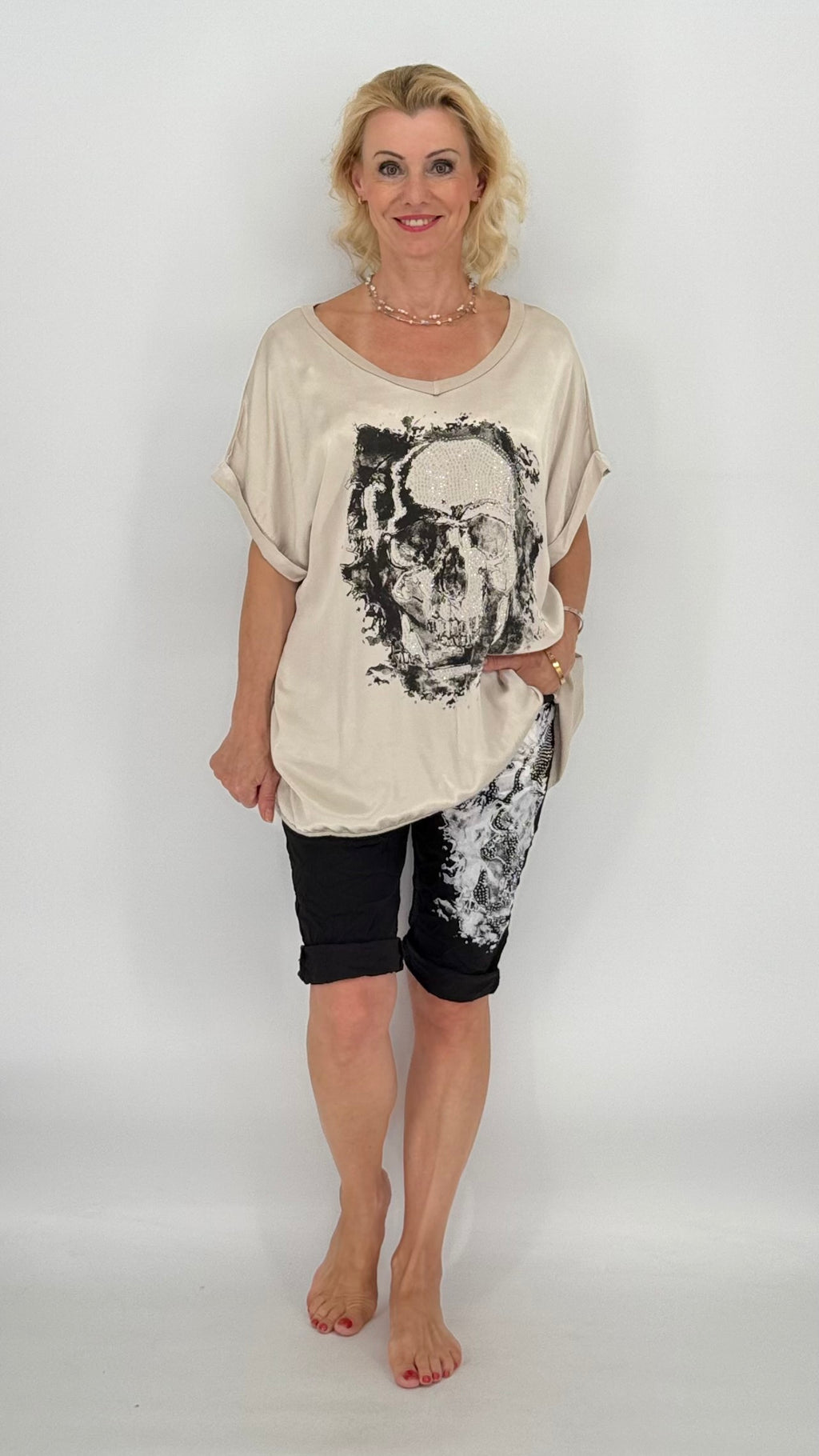 Kurze Hose "Skull", schwarz