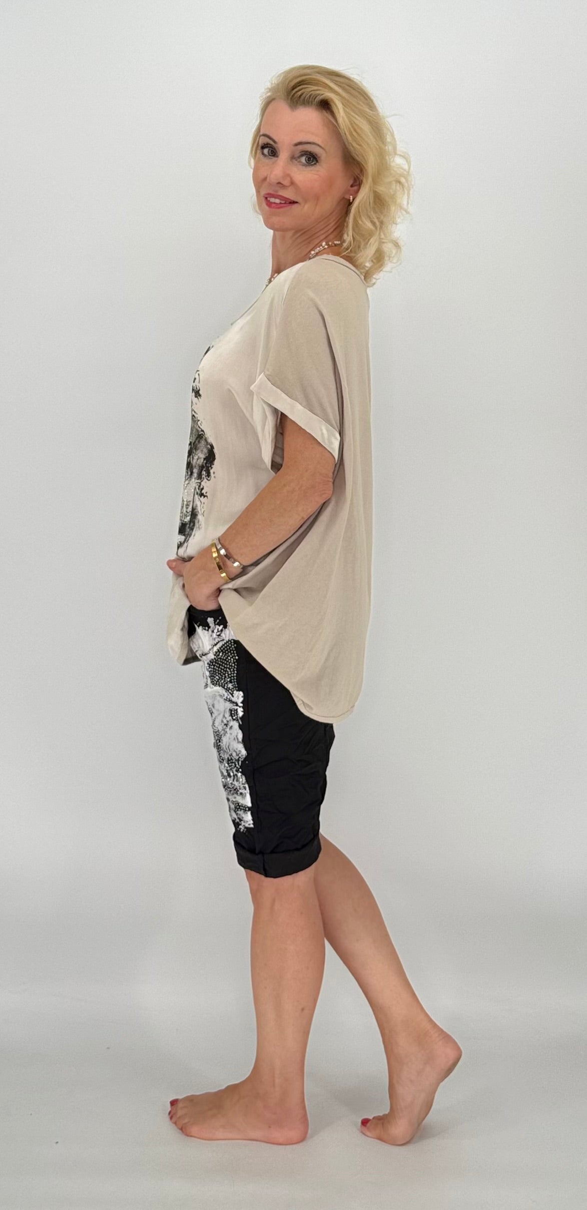 Kurze Hose "Skull", schwarz