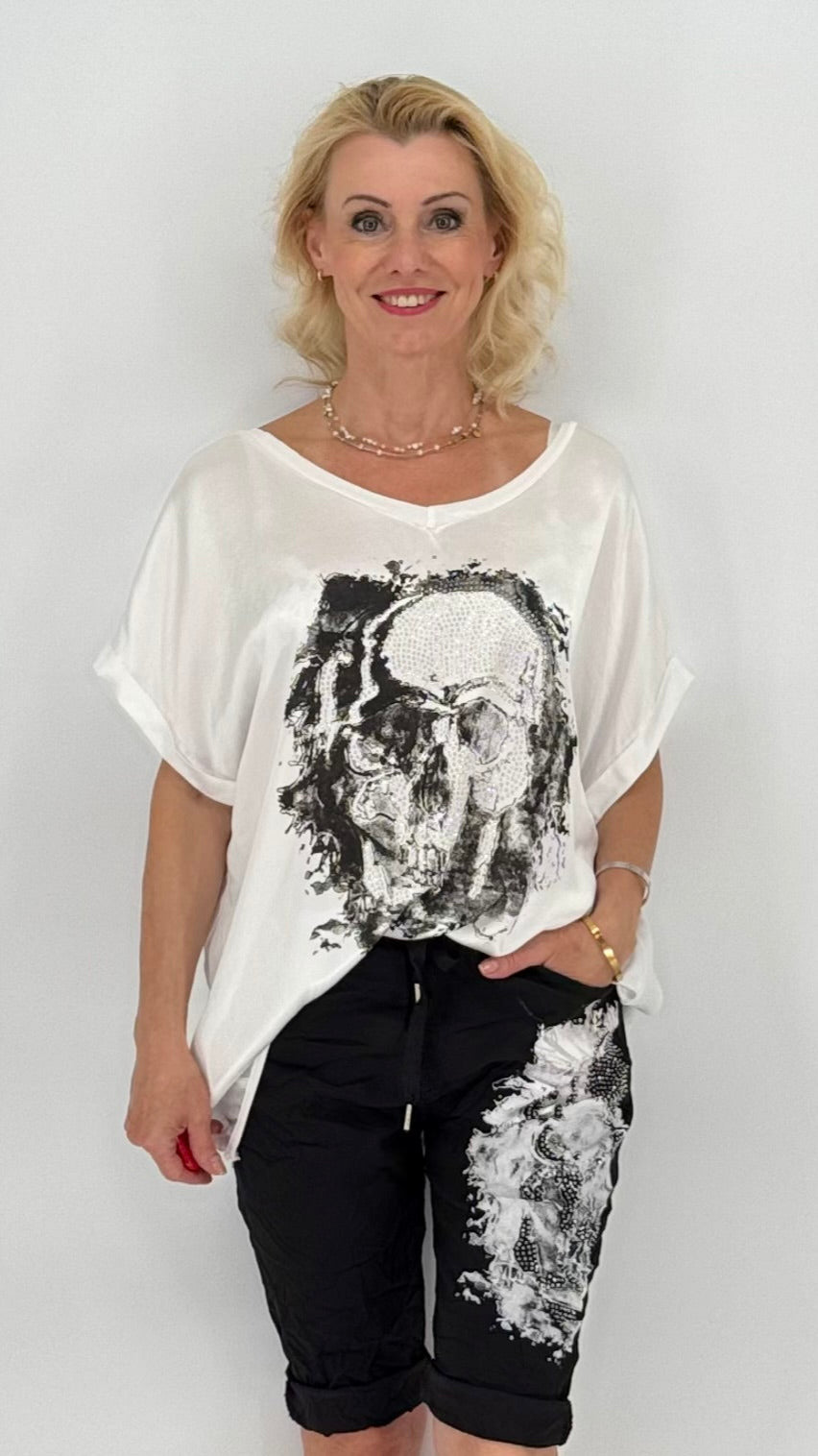 Kurze Hose "Skull", schwarz