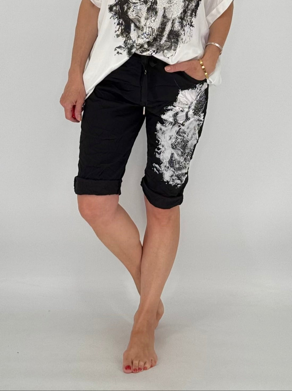 Kurze Hose "Skull", schwarz