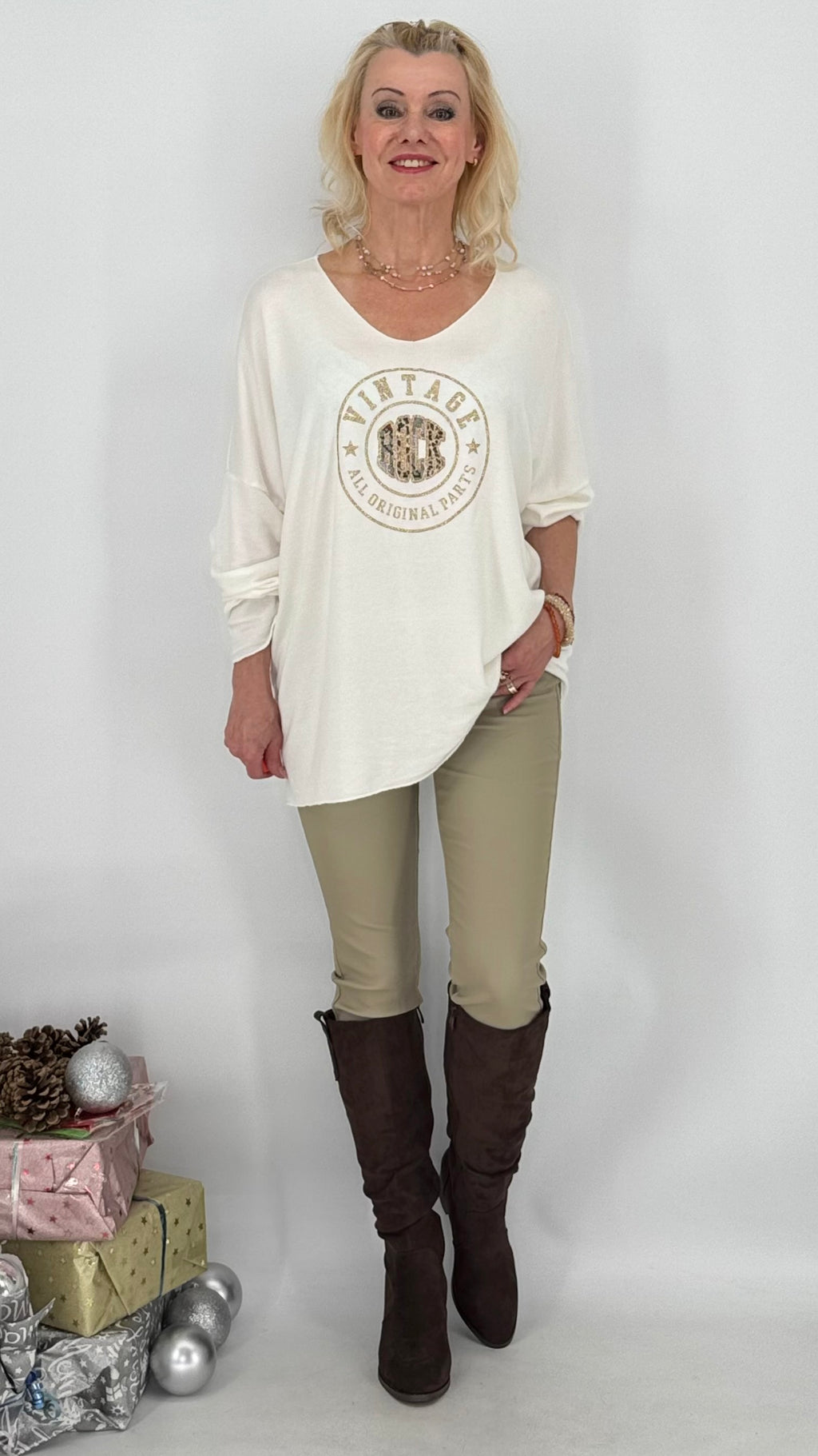 Leichter Pullover "Rock", schwarz, ecru, braun